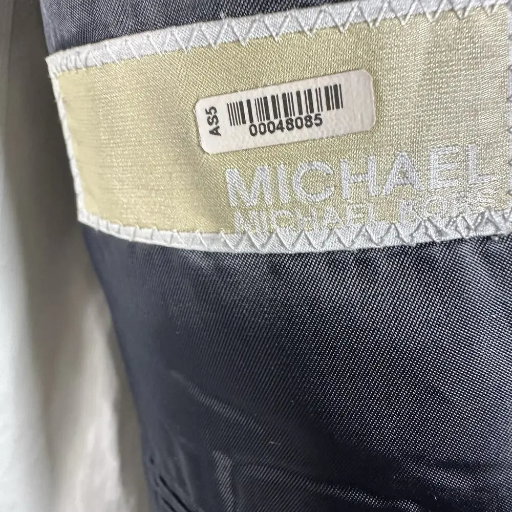 Michael Kors 42L Black Wool 70 poly 30 Blazer Antique silver buttons Excellent